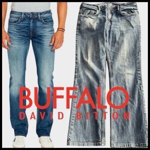 Buffalo Light Wash Driven Relaxed Mid Rise Straight Leg Stretch Jeans (34x31)
